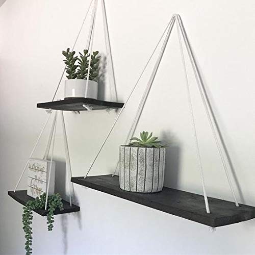 GoRevizon Rope Hanging Wall Shelf/Rack, Bohemian-Nordic Style for Home ...