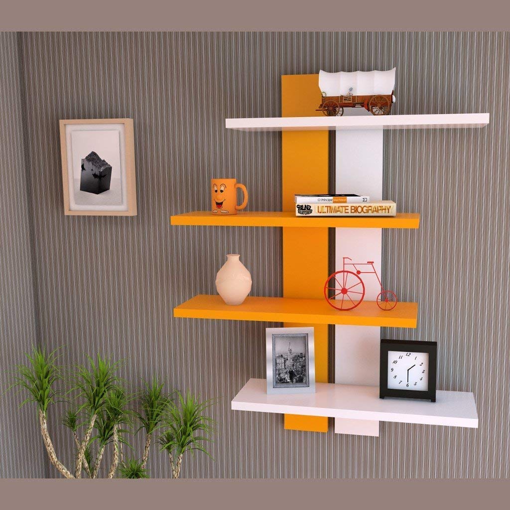 GoRevizon Floating Wall Shelves For Living Room Bedroom And Home Decor Set Of Shelves 4