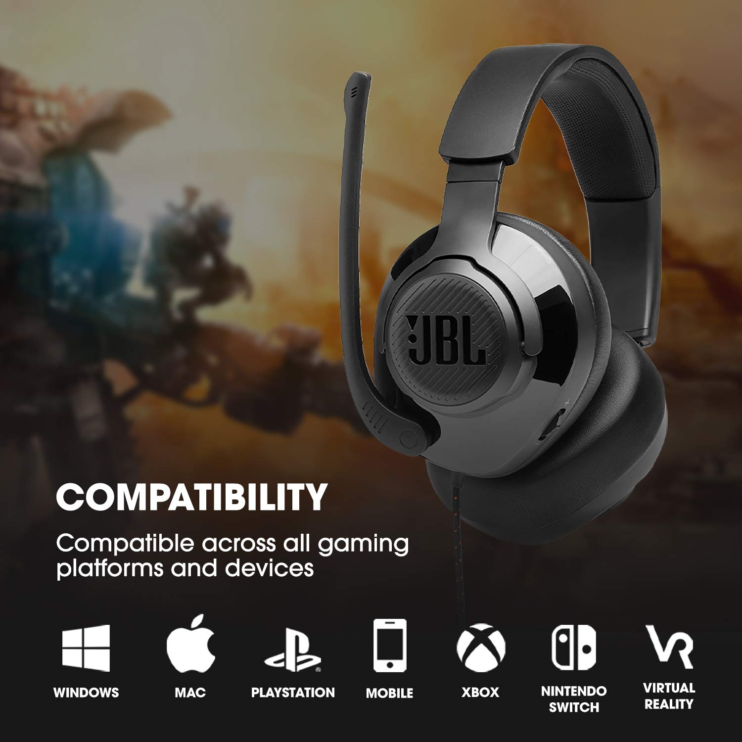 JBL Quantum 200 - Wired Over-Ear Gaming Headphones - Black, Large